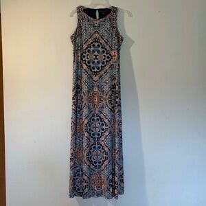 Joan Vass Maxi Dress Multicolor Women's Size Medium EUC Sleeveless Design Summer